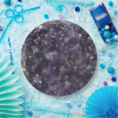 パープルお洒落金ゴールドムーンスターズ赤ちゃんシャワー ペーパープレート (パーティー)