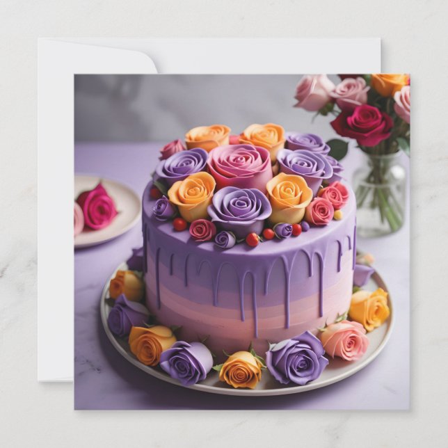 パープルお誕生日ケーキ (正面)