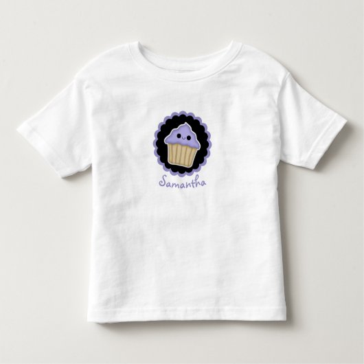 パープルかわいいカップケーキトドラーシャツ トドラーTシャツ (正面)