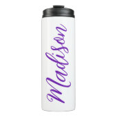 パープルかわいらしあなたの名前の手書きスクリプトカスタム タンブラー (正面)