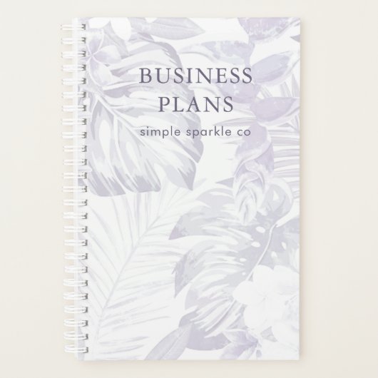 パープルかわいらしとホワイトパームリーフプリント プランナー手帳 (正面)