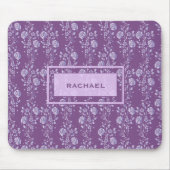 パープルかわいらしと薄紫のかわいらしフローラモノグラム マウスパッド (正面)