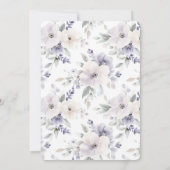 パープルかわいらしアイボリーラベンダーの花結婚の数 招待状 (裏面)