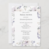 パープルかわいらしアイボリーラベンダーフラワーズブライダルシャワー 招待状 (正面)