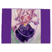 パープルかわいらしアイリスフローラお誕生日ケーキお気に入りボックス ラージペーパーバッグ (裏面)