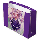 パープルかわいらしアイリスフローラお誕生日ケーキお気に入りボックス ラージペーパーバッグ (裏面アングル)