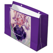 パープルかわいらしアイリスフローラお誕生日ケーキお気に入りボックス ラージペーパーバッグ (正面アングル)