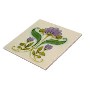 パープルかわいらしアールヌーボーフローラc1900タイルデザイン タイル (側面)