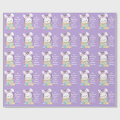 パープルかわいらしイースターバニーのカスタマイズ可能な子供 ラッピングペーパー (フラット)