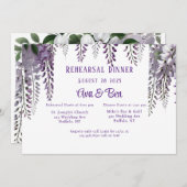 パープルかわいらしウィステリアリハーサルディナー 招待状 (正面/裏面)