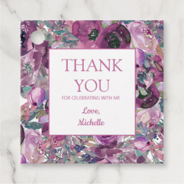 パープルかわいらしウォーター色フローラ誕生日ありがとう フェイバータグ