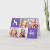 パープルかわいらしカスタム誕生日キッズフォト少女 カード (正面)