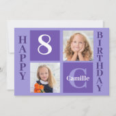 パープルかわいらしガールパーソナライズされたズ写真誕生日 カード (正面)