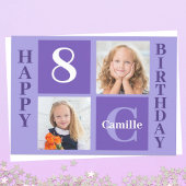 パープルかわいらしガールパーソナライズされたズ写真誕生日 カード