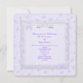 パープルかわいらしキンセアニェラパーティーティアラ蝶 招待状 (裏面)