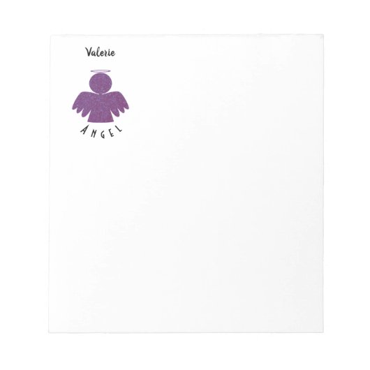 パープルかわいらしグリッターエンジェル ノートパッド (正面)