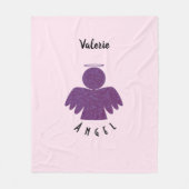 パープルかわいらしグリッターエンジェル フリースブランケット (正面)