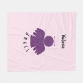 パープルかわいらしグリッターエンジェル フリースブランケット (正面(横))