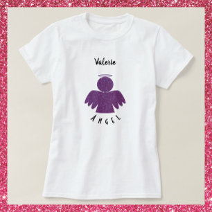 パープルかわいらしグリッターエンジェル Tシャツ