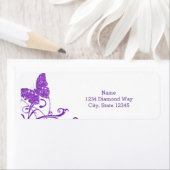 パープルかわいらしグリッター蝶住所 シール (インサイチュ)