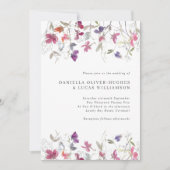 パープルかわいらしスイートピー結婚式招待状 招待状 (正面)