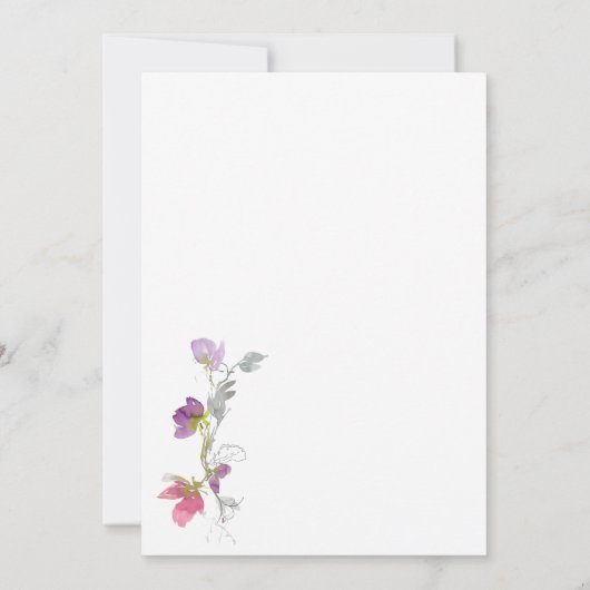 パープルかわいらしスイートピー結婚式招待状 招待状 (裏面)