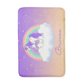 パープルかわいらしスウィートドリームレインボーユニコーン バスマット (正面縦)