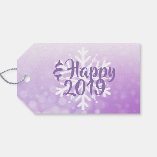 パープルかわいらしスノーフレークホリデークリスマス ギフトタグ (裏面横)