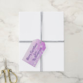 パープルかわいらしスノーフレークホリデークリスマス ギフトタグ (より糸付き)