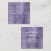 パープルかわいらしスパークル美しいスタイリスト スクエア名刺 (正面/裏面)