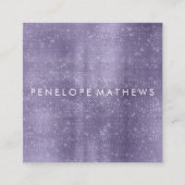 パープルかわいらしスパークル美しいスタイリスト スクエア名刺 (正面)