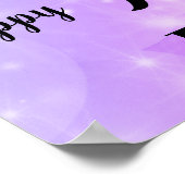 パープルかわいらしスパークル90誕生日名 ポスター (角)