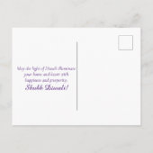 パープルかわいらしディヤマンダラカラフルハッピーディワリ シーズンポストカード (裏面)