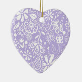 パープルかわいらしハートオーナメント装飾 セラミックオーナメント (右)