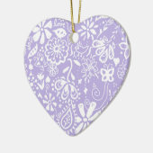 パープルかわいらしハートオーナメント装飾 セラミックオーナメント (左)