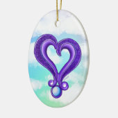 パープルかわいらしハートオーナメント セラミックオーナメント (左)