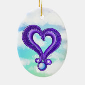 パープルかわいらしハートオーナメント セラミックオーナメント (裏面)