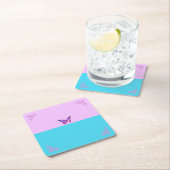 パープルかわいらしバタフライオンパステルズ紙コースター スクエアペーパーコースター (インサイチュ)