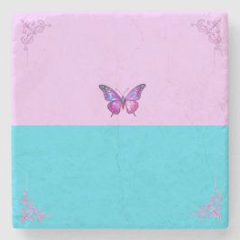 パープルかわいらしバタフライパステルスストーンコースター ストーンコースター