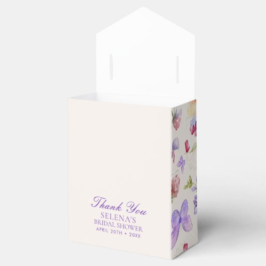パープルかわいらしバターリーズブライダルシャワー フェイバーボックス (オープン)