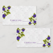 パープルかわいらしバラフラワー座席表 プレイスカード (正面/裏面)