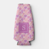 パープルかわいらしバラフローラモノグラカスタムム ボトルクーラー (正面)