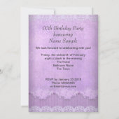 パープルかわいらしバースデーパーティーバラハイヒールレース 招待状 (裏面)