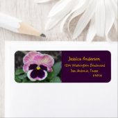 パープルかわいらしパンシーフローラ差出人住所ラベル ラベル (インサイチュ)