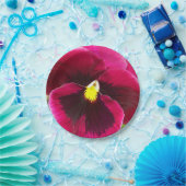 パープルかわいらしパンシーフローラ ペーパープレート (パーティー)