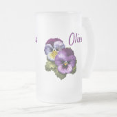 パープルかわいらしパンジー フロストグラスビールジョッキ (正面右)