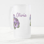 パープルかわいらしパンジー フロストグラスビールジョッキ (正面左)