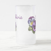 パープルかわいらしパンジー フロストグラスビールジョッキ (中央)