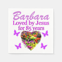 パープルかわいらしパーソナライズフローラ85年古いナプキン スタンダードカクテルナプキン