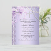 パープルかわいらしパールボウクロスファースト聖餐式 招待状 (スタンド正面)